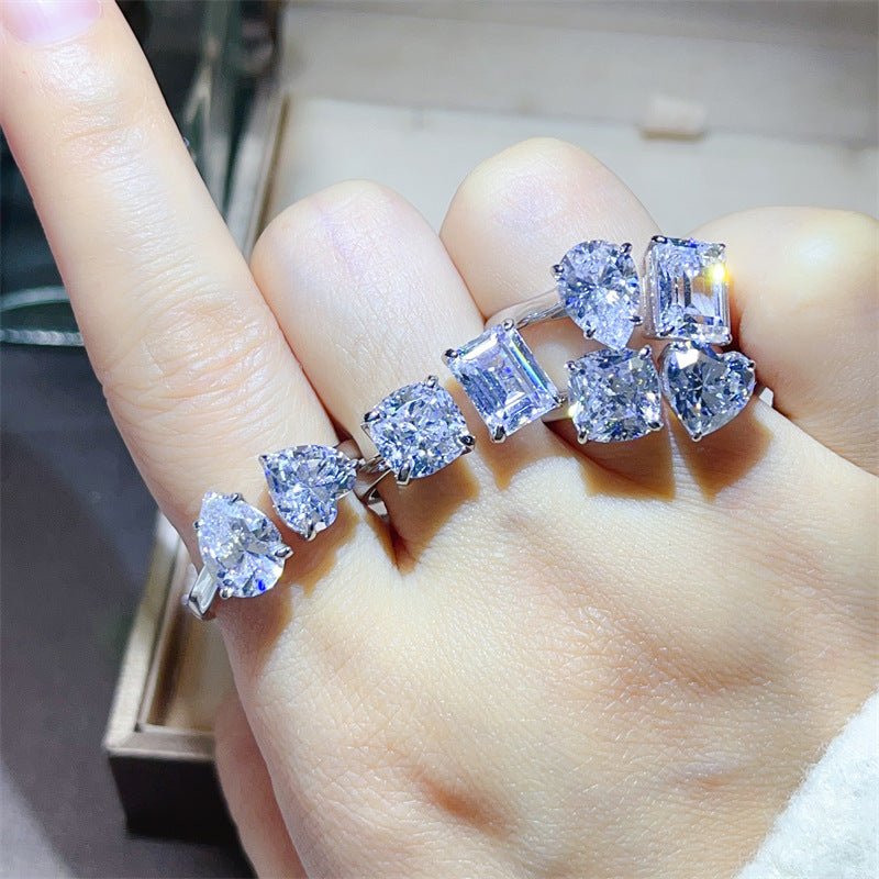 5 Carat Dual Stone Moissanite Ring for Women, VVS1 Geometric Open Ring, D Color Engagement Ring – view 4