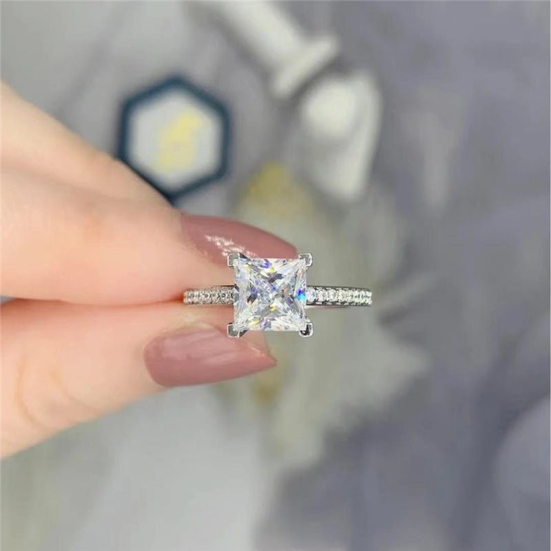 Princess Cut Moissanite Ring, Adjustable Open Solitaire Engagement Ring, 1CT or 2CT – view 4