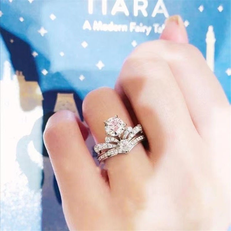 Crown Moissanite Ring for Women, Floral Halo Engagement Ring, 1 Carat Promise Wedding Ring – view 4