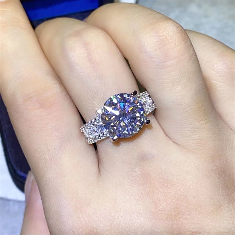 Round-Cut Moissanite Ring with Pavé Band, Women’s Size 9-19 – view 4