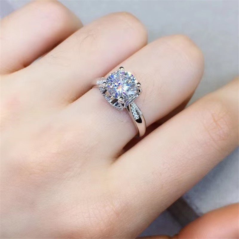 Moissanite Ring for Women, Solitaire Engagement Ring with Pavé Band, 0.5ct to 3ct – view 4