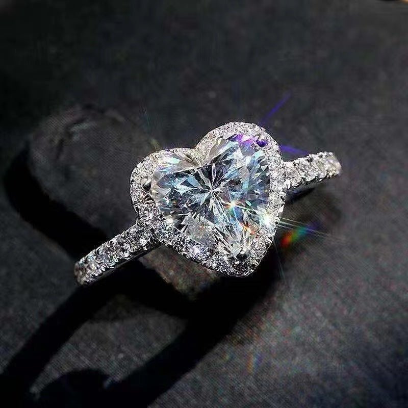Heart Shaped Moissanite Ring for Women, Halo Engagement Ring, Promise Ring – view 6