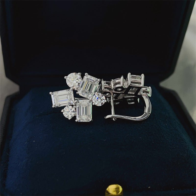 Moissanite Earrings, 8.2 Carat Cluster Ear Cuff Style Stud Earrings for Women – view 4