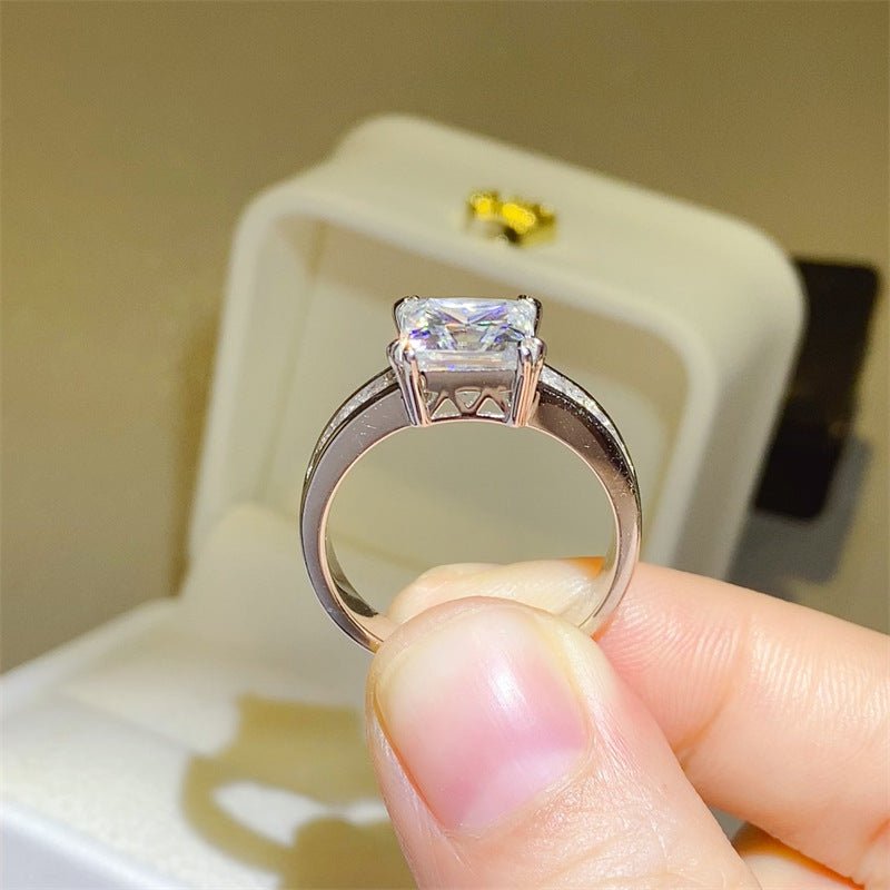 3 Carat Princess Cut Moissanite Ring with Baguette Side Accents for Women – view 4