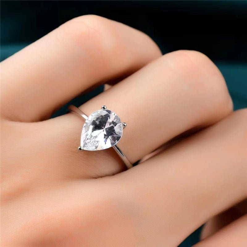 Pear Cut Moissanite Solitaire Ring for Women, Teardrop Engagement Style Ring – view 4