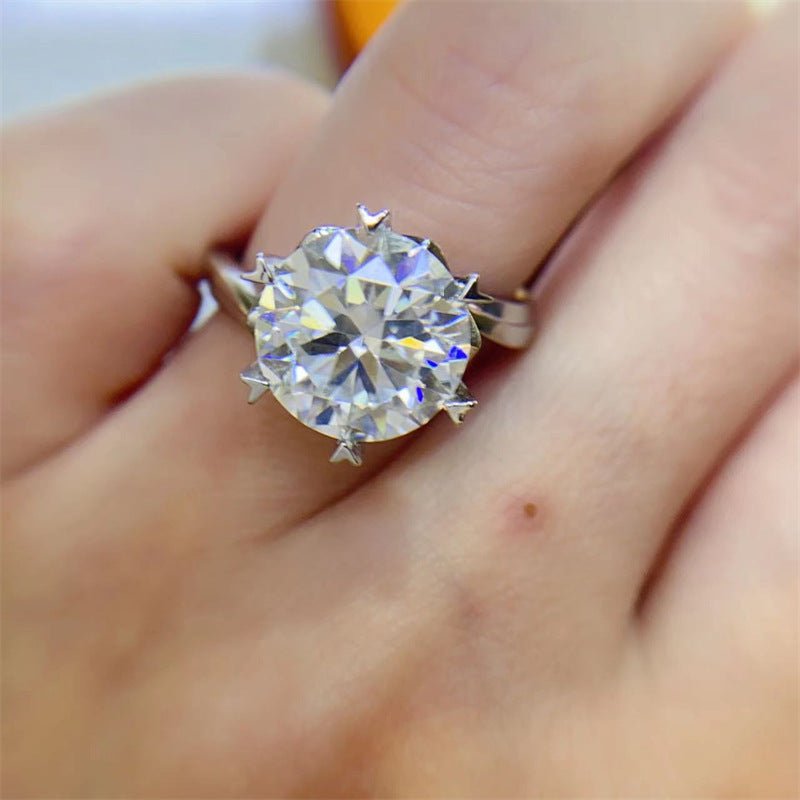 5 Carat Moissanite Ring, Twisted Band Round Cut Geometric Star Setting, Size 9-19 – view 4