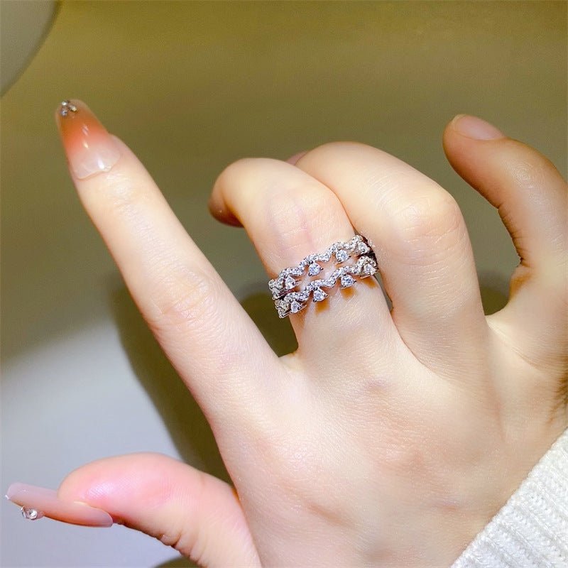Blue Oval Moissanite Ring Set for Women, Geometric Statement Engagement Ring Style, 3 Piece Stackable Ring – view 4