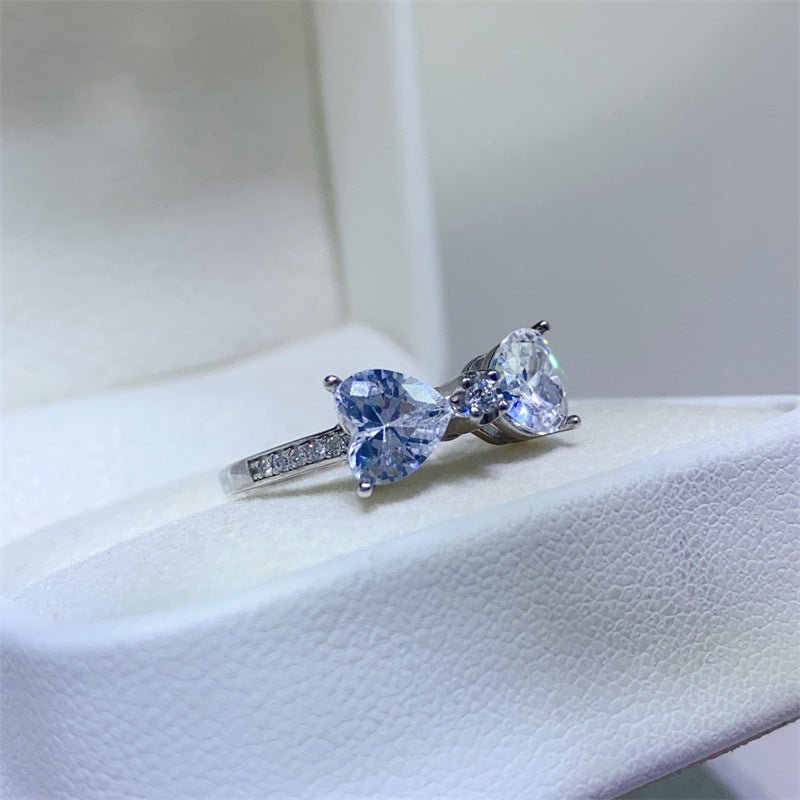 Bow Heart Moissanite Ring for Women, 2 Carat Double Heart Promise Ring – view 4