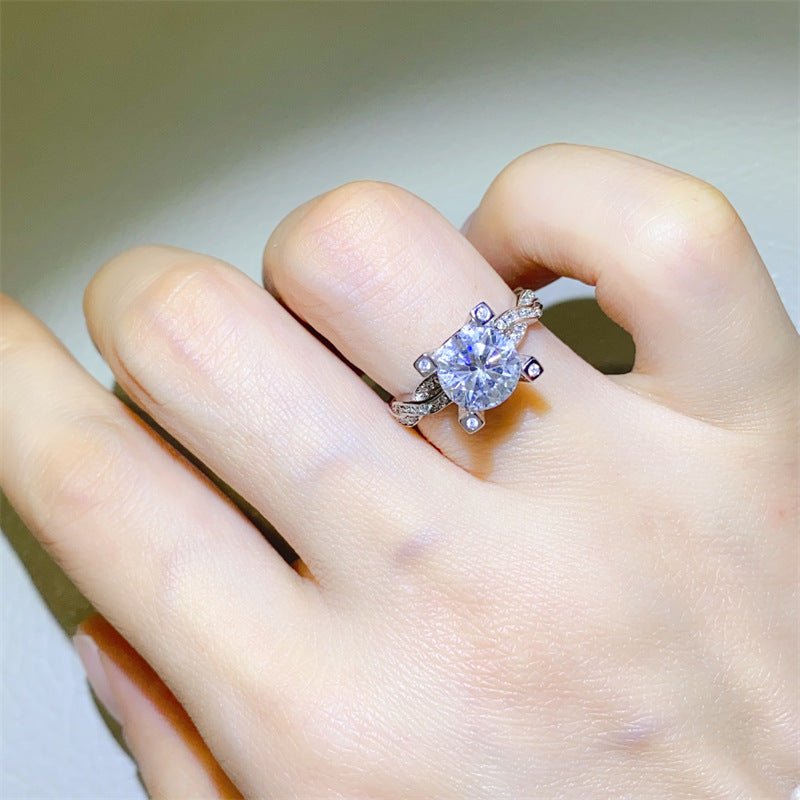 2 Carat VVS Moissanite Ring for Women, Round Solitaire Engagement Ring with Twisted Pavé-Style Band – view 4