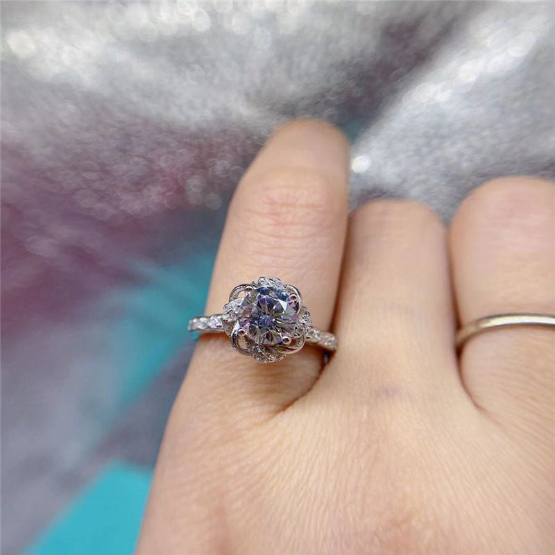 Moissanite Ring, Sculpted 3D Decorative Top, Polished Gift Ring for Women – view 4