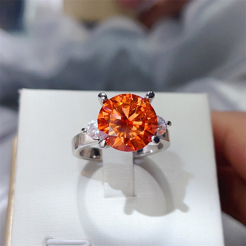 5 Carat Three Stone Moissanite Ring for Women, Colorful Geometric Engagement Ring – view 4