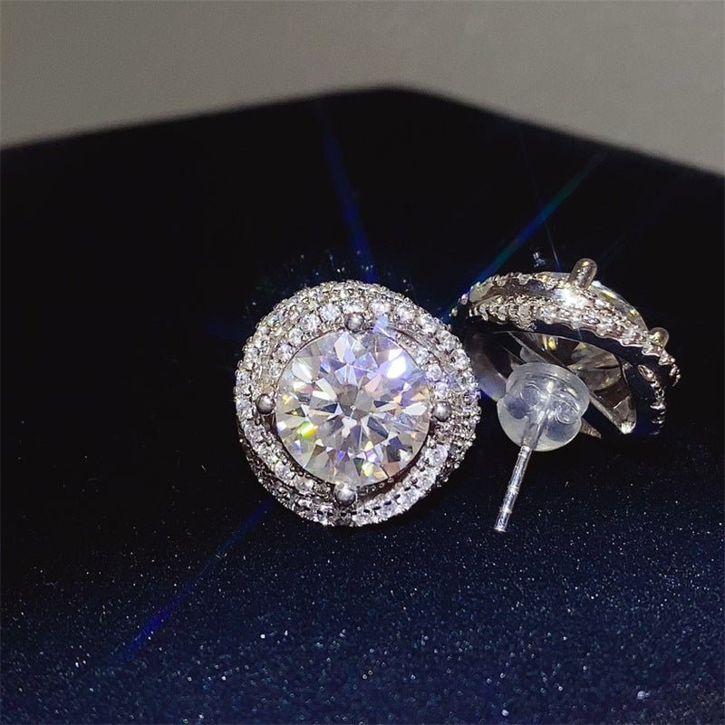 6 Carat Round Moissanite Halo Stud Earrings – image 4
