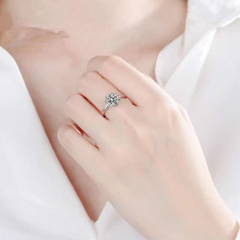 Moissanite Snowflake Flower Ring for Women, PT950 Engagement Ring, Promise Ring, Wedding Ring, Adjustable and Size Options – view 3