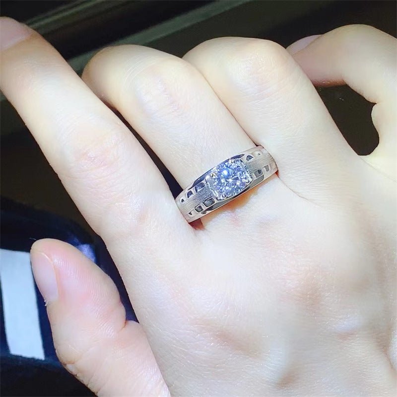Men's Round Moissanite U-Shape Ring – image 4