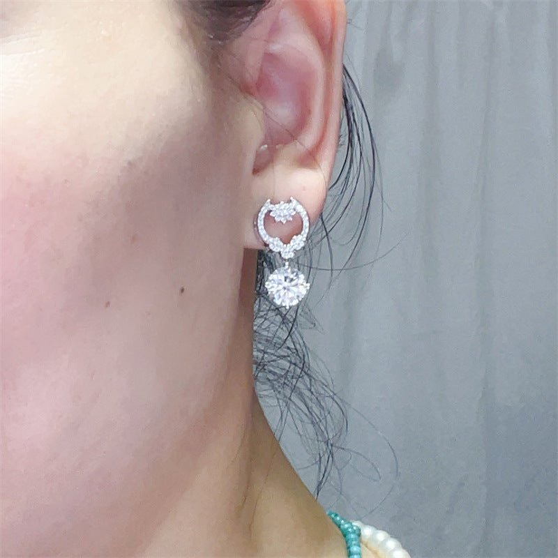 4 Carat D Color Moissanite Drop Earrings for Women, Geometric Halo Dangle Earrings in Silver – view 4