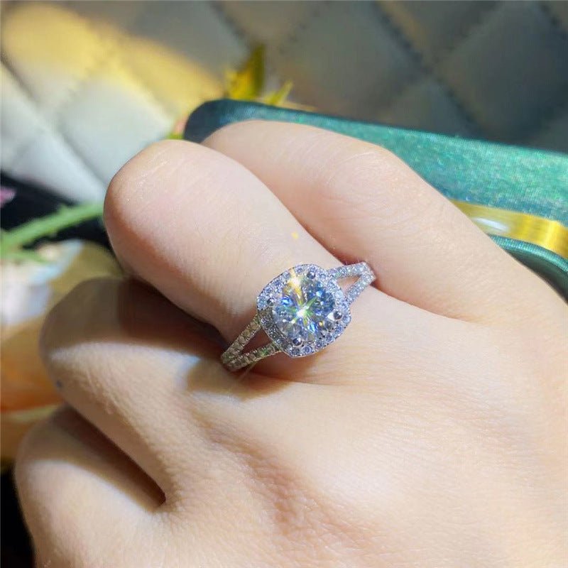 Moissanite Halo Ring for Women, Floral-Inspired Adjustable Open Engagement Ring – view 4