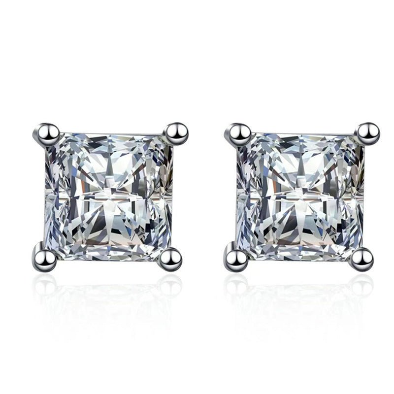 Moissanite Stud Earrings for Women and Men, Emerald Heart Princess Oval Cut Earrings, Classic Unisex Sparkle Studs – view 4