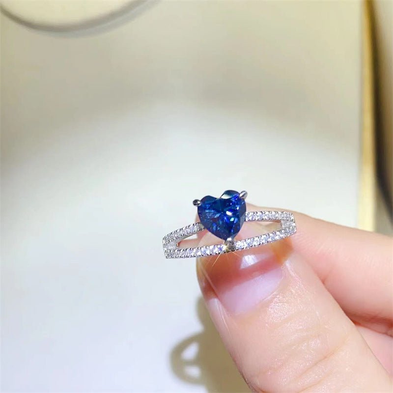 1 Carat Heart Moissanite Ring for Women, Double Band U-Shape Engagement Style Ring – view 4