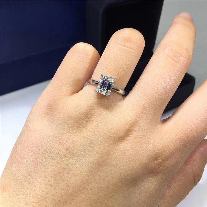 Emerald Cut Moissanite Solitaire Ring, Adjustable Engagement Ring for Women – view 4