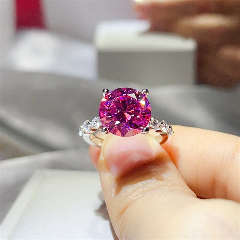 Moissanite Ring for Women, 3 Carat & 5 Carat Round Solitaire Halo Style Engagement Ring – view 4