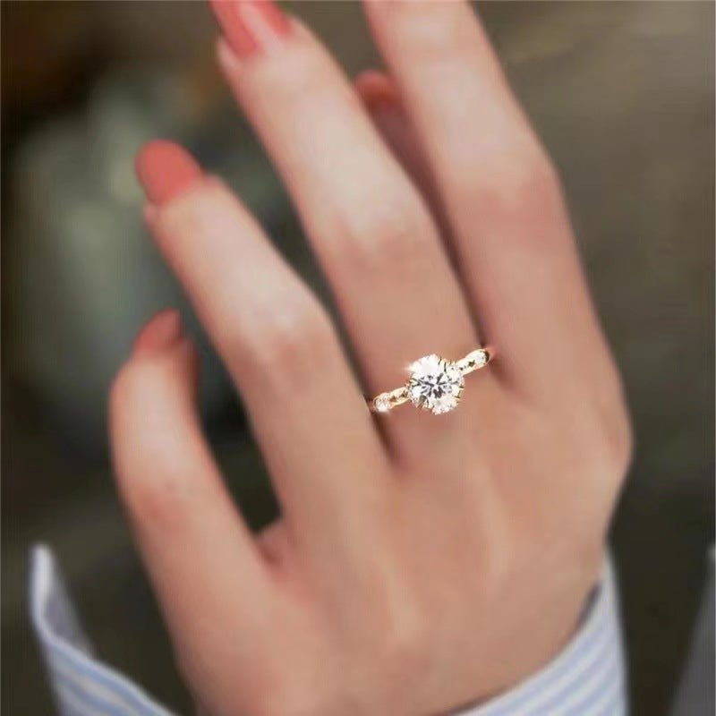 Moissanite Ring for Women, Two-Tone Floral Engagement Ring, 1 Carat Promise Ring – view 4