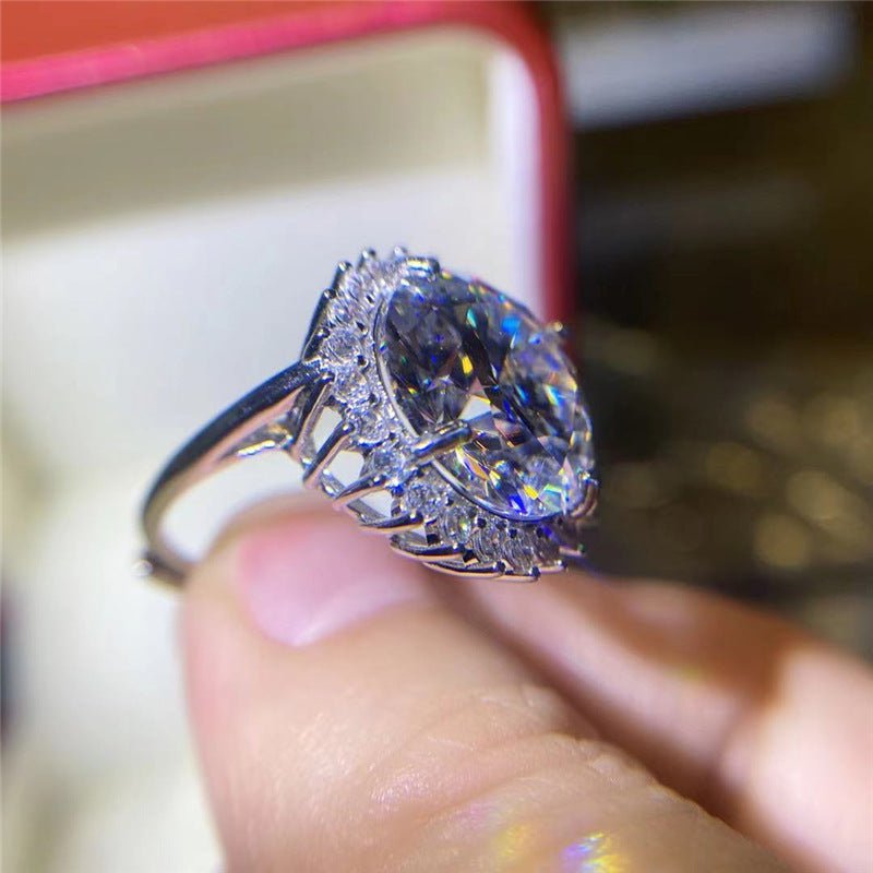 10 Carat Moissanite Halo Ring, Sunflower Style Adjustable Engagement Ring – view 4