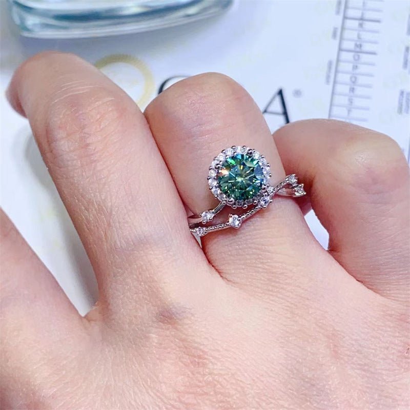 Green Moissanite Halo Ring for Women, Promise, Engagement & Wedding Ring – view 4