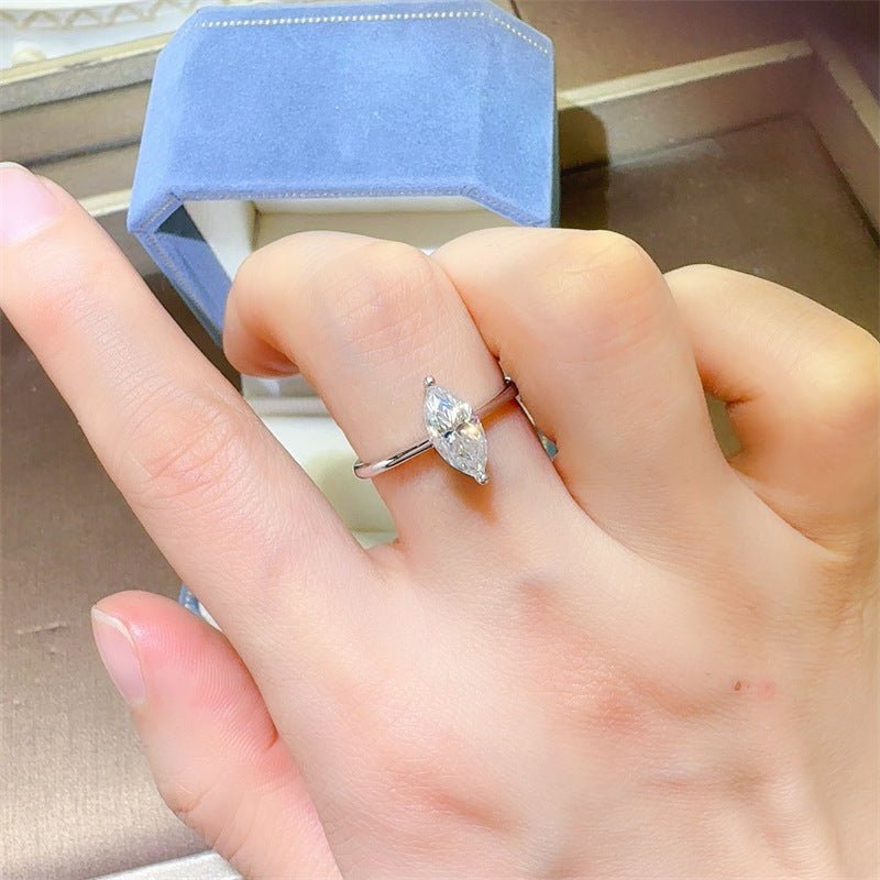 Marquise Cut Moissanite Ring for Women - Purple or White Solitaire Ring, Sizes 9-20 – view 4