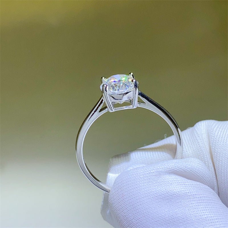 Oval Moissanite Ring for Women, Solitaire Engagement Ring, 1 Carat or 2 Carat, U-Shaped Band, Sizes 9-20 – view 4
