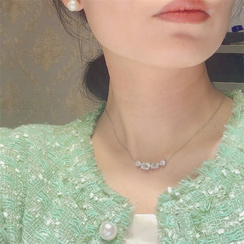 4 Carat Moissanite Necklace in 925 Silver, U Shape Multi Stone Pendant Chain for Women – view 4