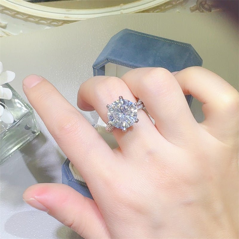 5 Carat Moissanite Ring for Women, D Color Solitaire Engagement Ring with Pave Band – view 4