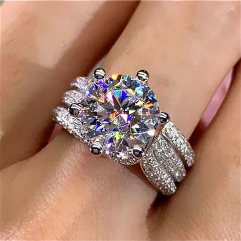 VVS Moissanite Ring for Women, Round Halo Style Engagement Ring, Split Shank Wedding Ring, 3 Carat or 5 Carat – view 4