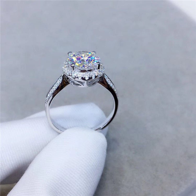 1 Carat Round Moissanite Halo Ring for Women, Adjustable Open Band – view 4