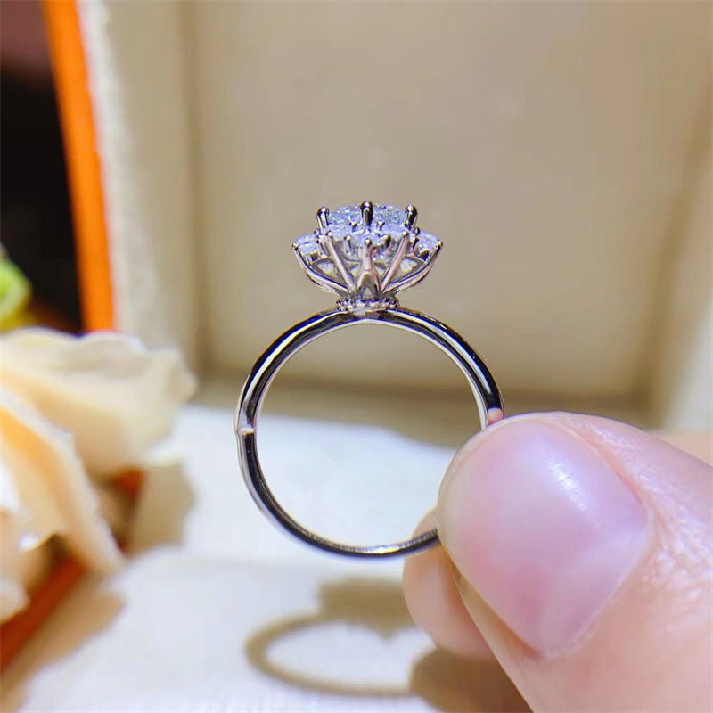 VVS1 Moissanite Floral Halo Ring for Women | Engagement & Promise Ring – view 4