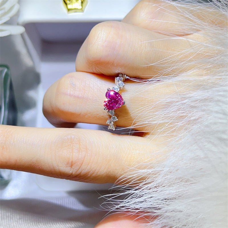 1 Carat Heart Cut Pink Moissanite Ring for Women, Romantic Promise Engagement Ring – view 4