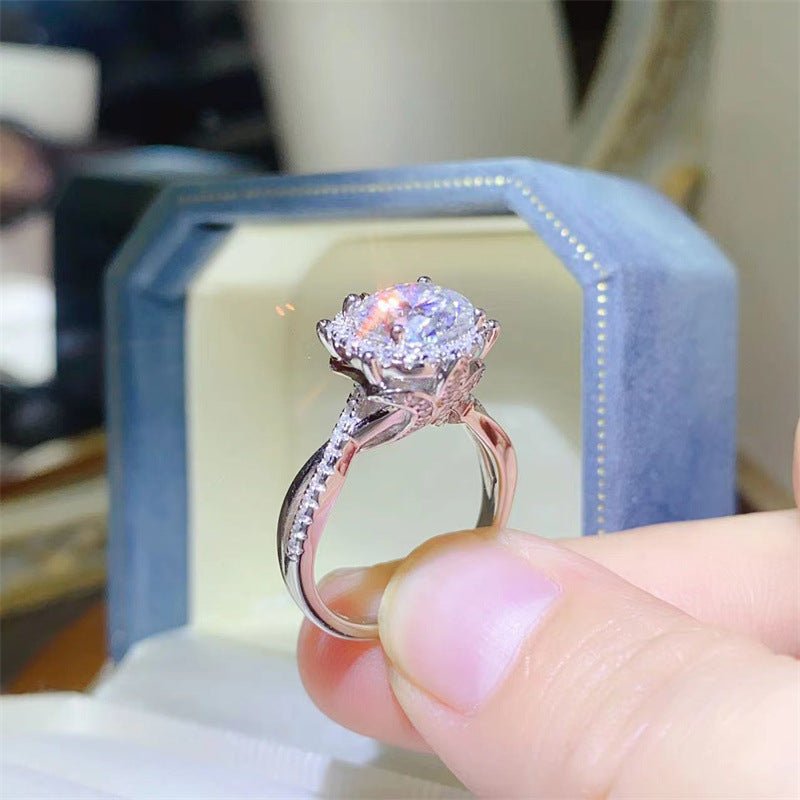 Floral Moissanite Halo Ring — view 4