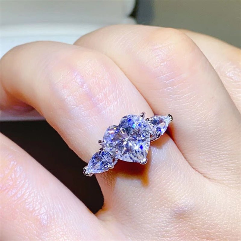 Heart Cut Moissanite Ring for Women, D Color VVS1 Engagement Ring, 1 Carat 2 Carat 3 Carat Promise Ring – view 4