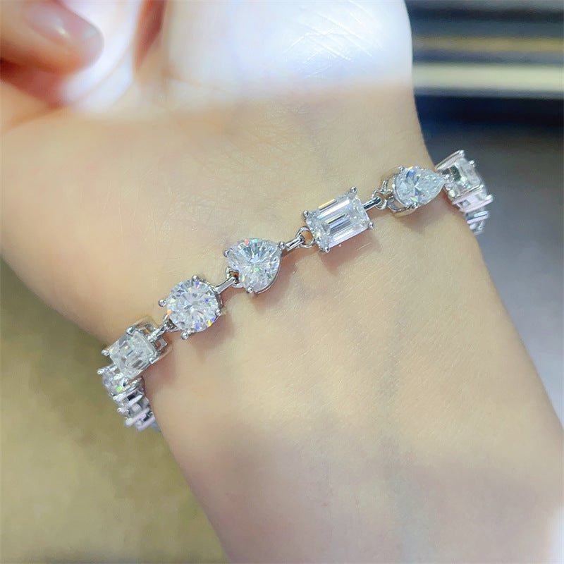 Moissanite Tennis Bracelet for Women, Mixed Shape Full Stone Bracelet 16cm 17cm 18cm – view 4