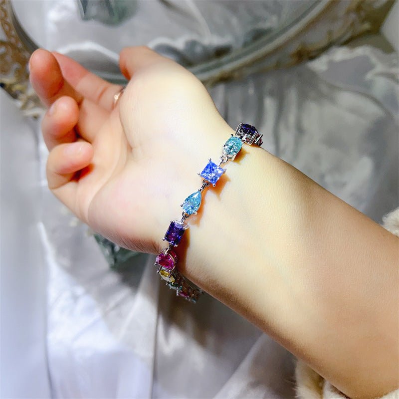 Colorful Irregular Stone Tennis Bracelet for Women, Full Link Bracelet in 16cm 17cm 18cm – view 4