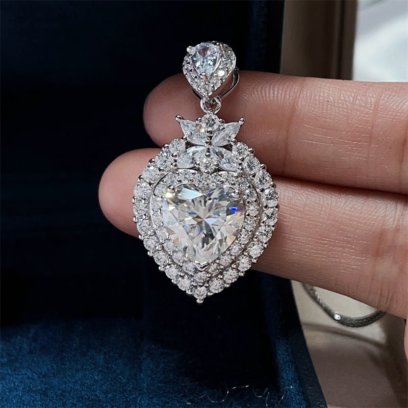 5 Carat D Color Heart Moissanite Pendant Necklace with Halo Frame – view 4
