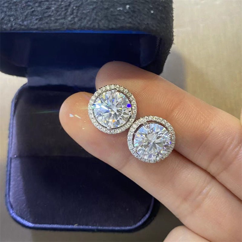 Round Moissanite Halo Stud Earrings – image 4