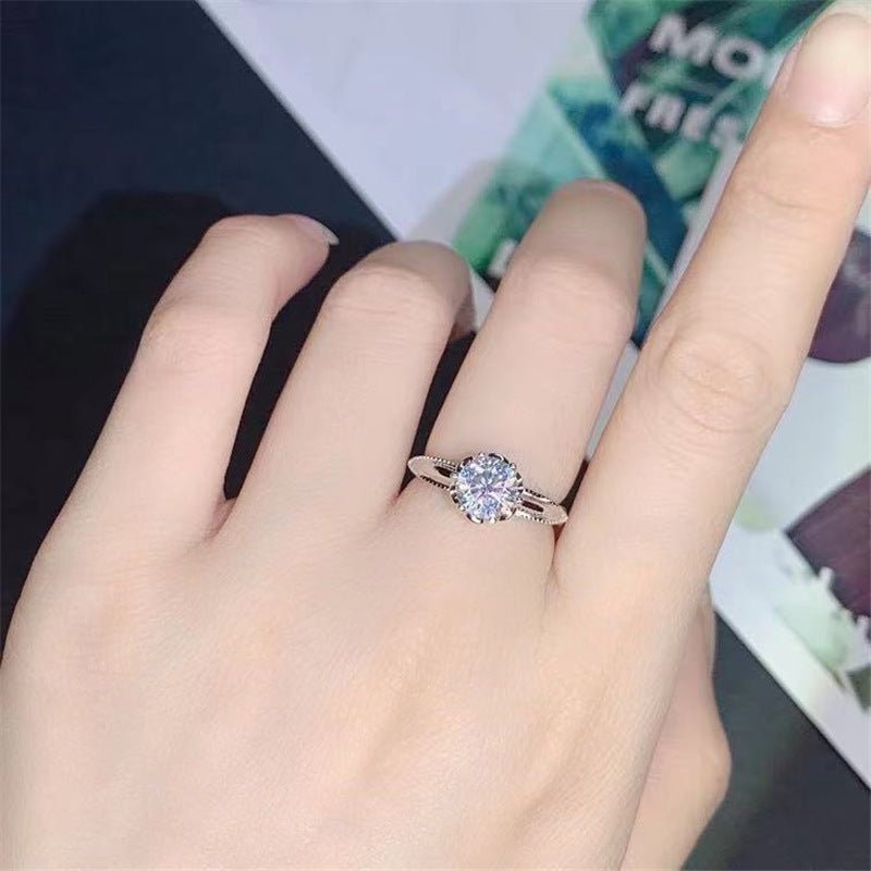18K Gold Moissanite Ring for Women, Round Solitaire Adjustable Ring – view 4