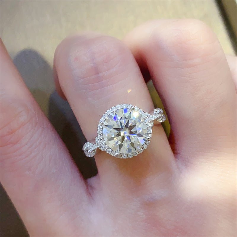 Moissanite Halo Ring for Women, Round Center Engagement Ring, 2CT/3CT, Sizes 8-20 – view 4