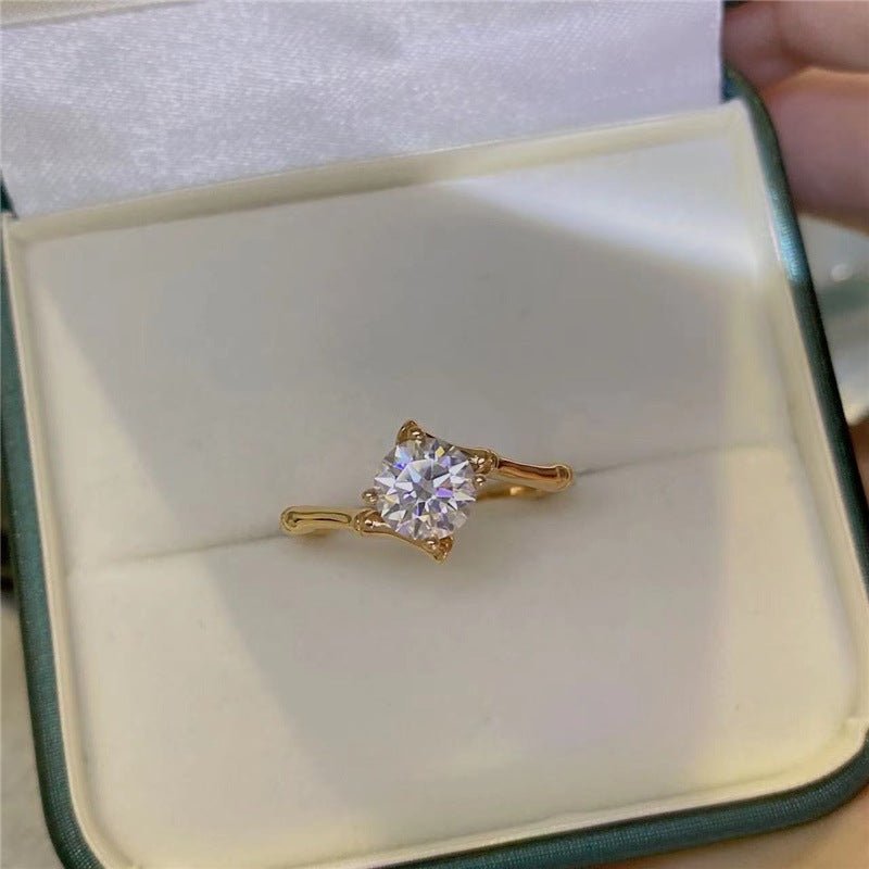 Moissanite Floral Solitaire Ring for Women, Rose Bloom Twist Engagement Style Ring, Sizes 8-19 – view 4