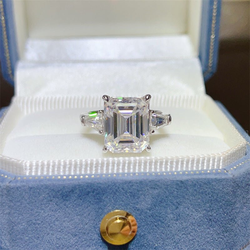 5 Carat Yellow Radiant Cut Moissanite Ring for Women - Three Stone Engagement Ring Style – view 4