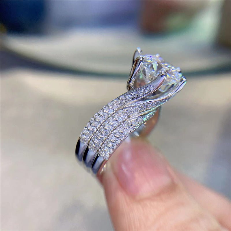 Moissanite Ring for Women, Adjustable Open 3 Carat & 5 Carat Pavé Engagement Promise Ring – view 4