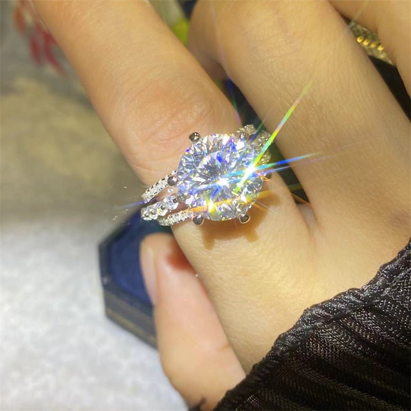 5 Carat Moissanite Ring for Women, Round Cut Pave Split Shank Engagement Ring – view 4