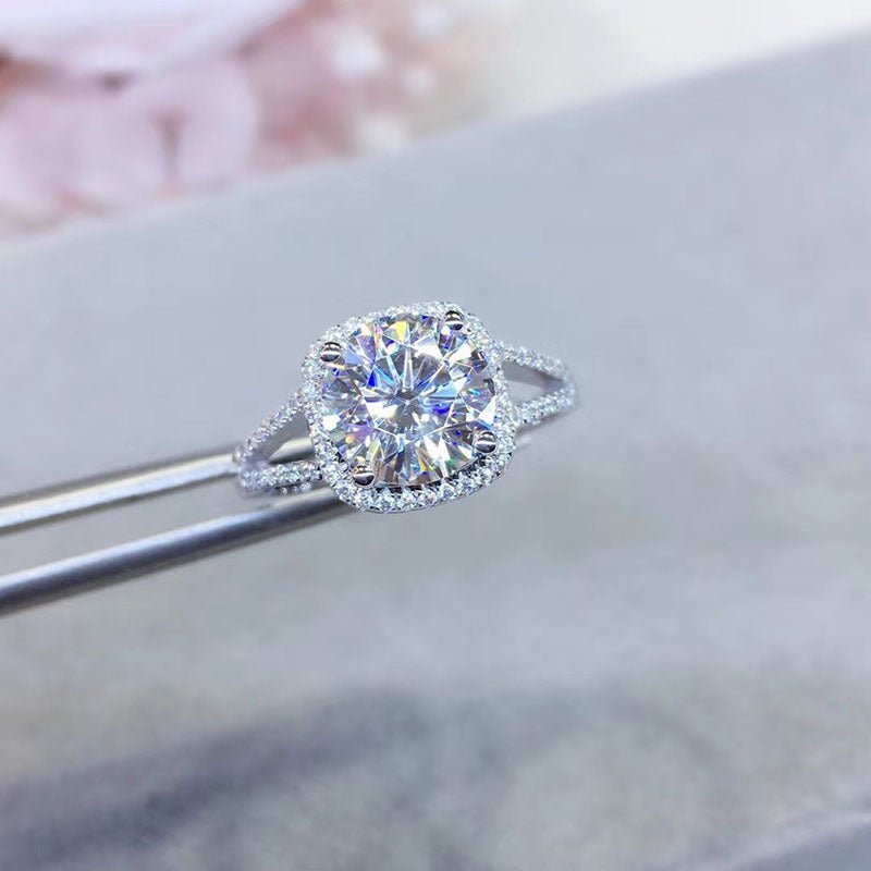 Moissanite Ring for Women, Halo Engagement Ring, Adjustable, PT950 – view 4