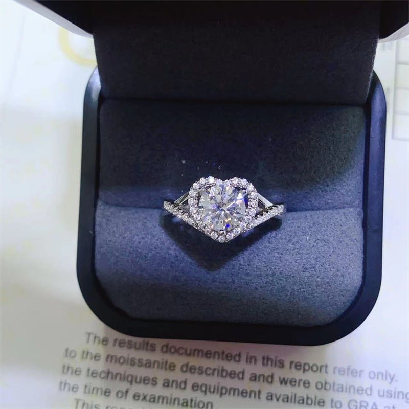 Heart Shape Moissanite Ring with Twisted Pavé Band, VVS1 D Color Engagement Style Ring – view 4