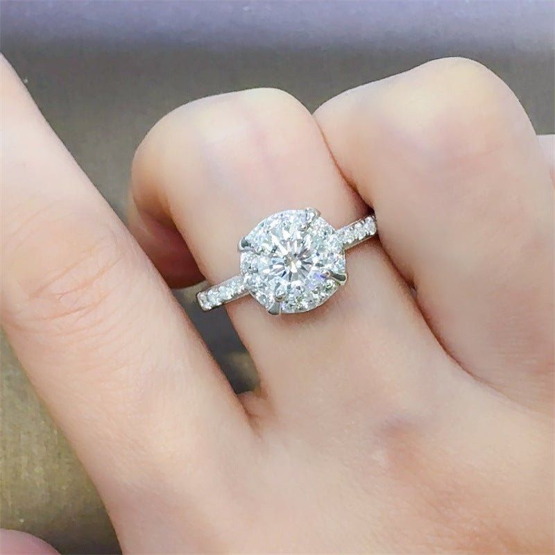 Moissanite Halo Ring for Women, Round Cut Floral-Inspired Promise Engagement Ring – view 4